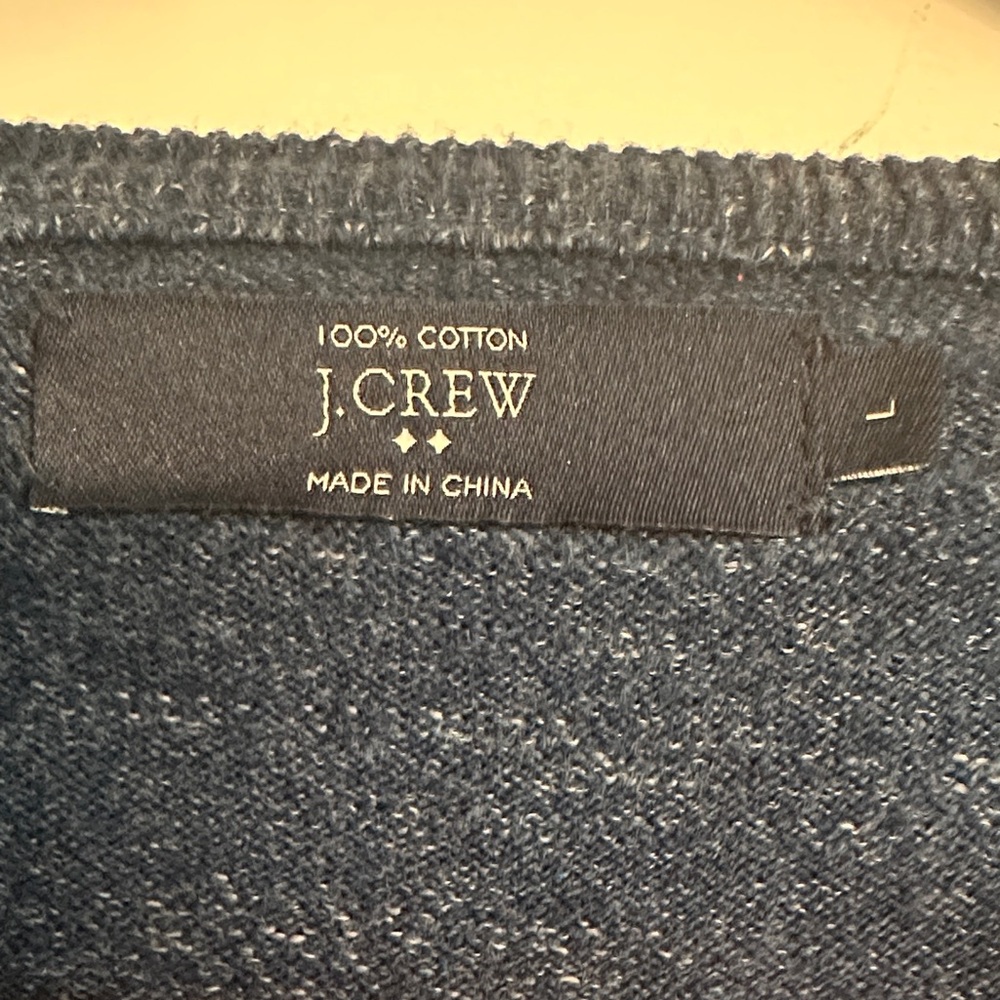 J. Crew Men's 100% Cotton V-Neck Sweater - Deep Blue -Size Large - Picture 2 of 9